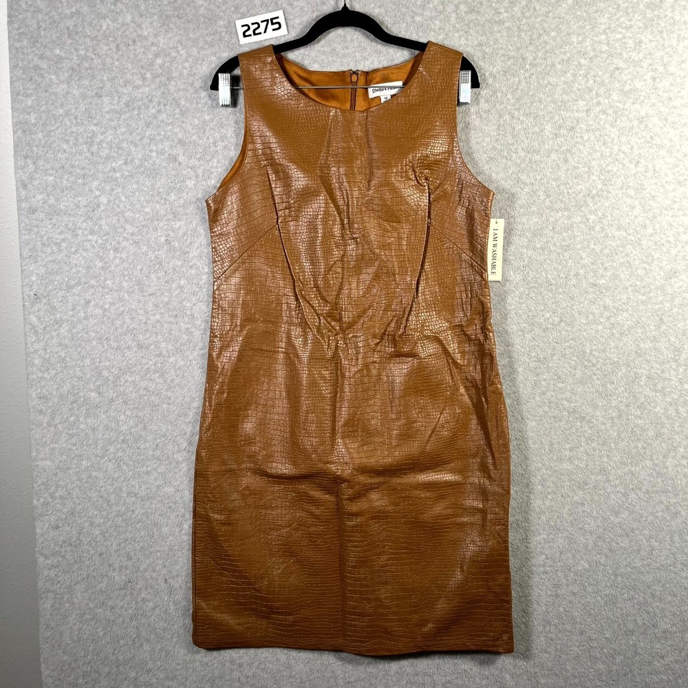 Shelby‎ & Palmer Sheath Dress Womens 12 Brown Back Zip Round Neck Sleeveless